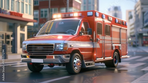 Create captivating 3D models of emergency vehicles, including ambulances and rescue helicopters