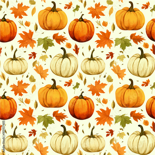 seamless pattern with pumpkins