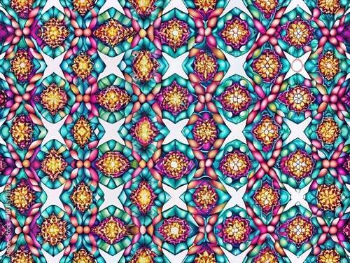 Rhombus Trance Seamless Pattern with Chain Mail Effect in Aerial Photography Style for Modern Textiles and Backgrounds