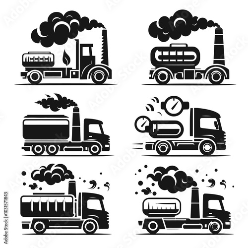 Exhaust fumes from a diesel truck. icon