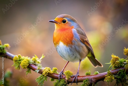 Robin Bird in February - Tilt-Shift Photography of Erithacus Rubecula in Yorkshire Garden