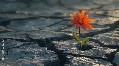 Resilient Flower Blooms on Parched Earth photo