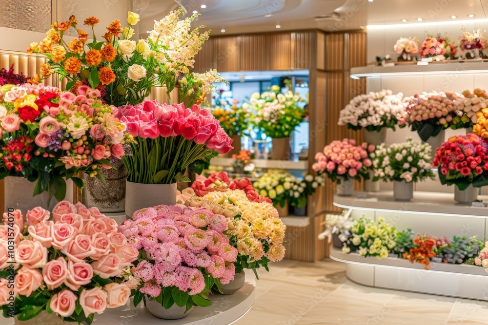 Fototapeta premium Beautiful Flower Arrangement in a Florist Shop