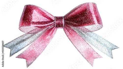 Pink Glitter Bow Isolated