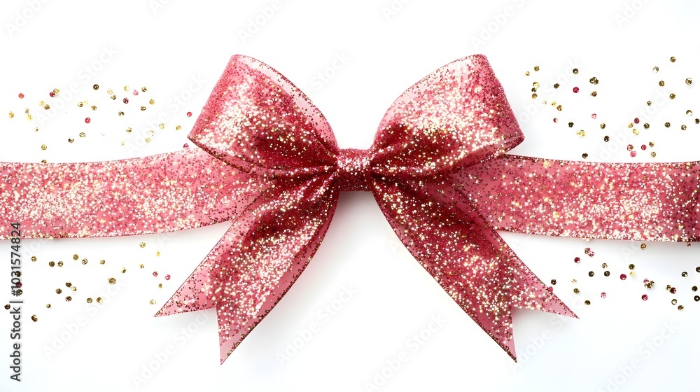 Pink Glitter Bow With Confetti Pink Glitter Bow With Confetti