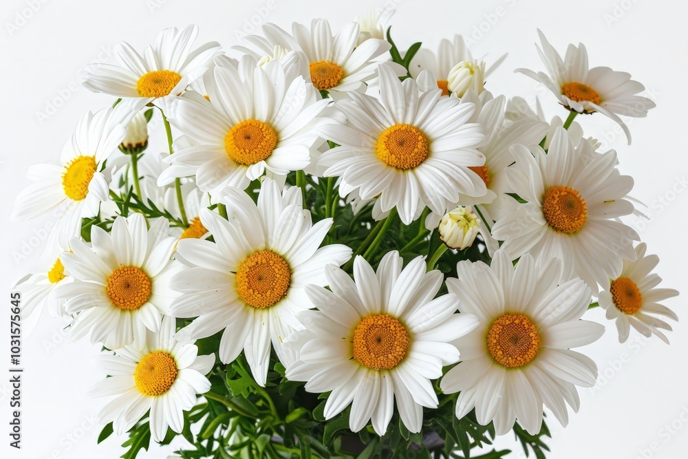 Fototapeta premium A Bouquet of White Daisies Isolated On White Background