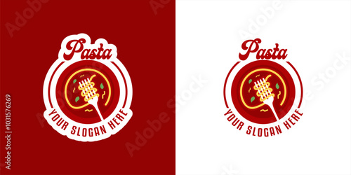 pasta vector logo template spaghetti restaurant fork and noodles