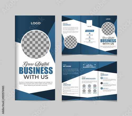 Z fold brochure design vectors template. colorful  corporate tri fold brochure design. 
