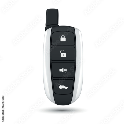 Car remote key access control electronic device with buttons realistic vector illustration