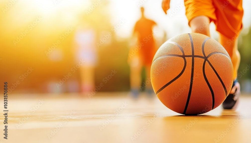 Close-up of Basketball on a Basketball Court Close-up of Basketball on a Basketball Court