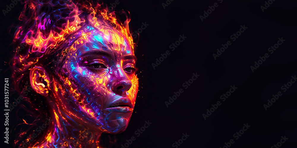 A Fiery Expression with human and skull flames. Generative AI A Fiery Expression with human and skull flames. Generative AI