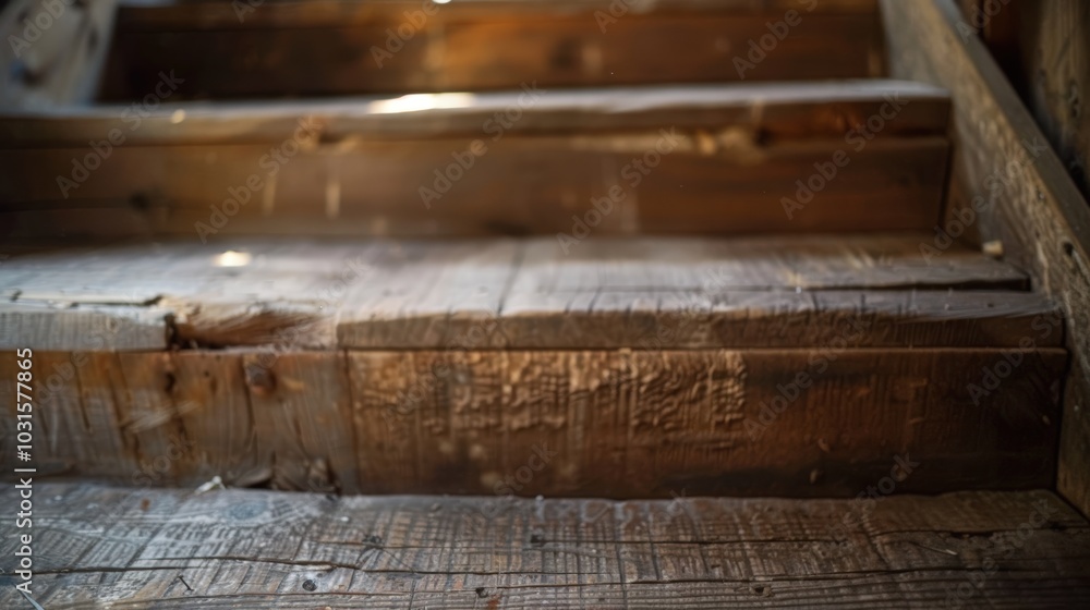 Detailed View of Rustic Wooden Staircase Steps Detailed View of Rustic Wooden Staircase Steps