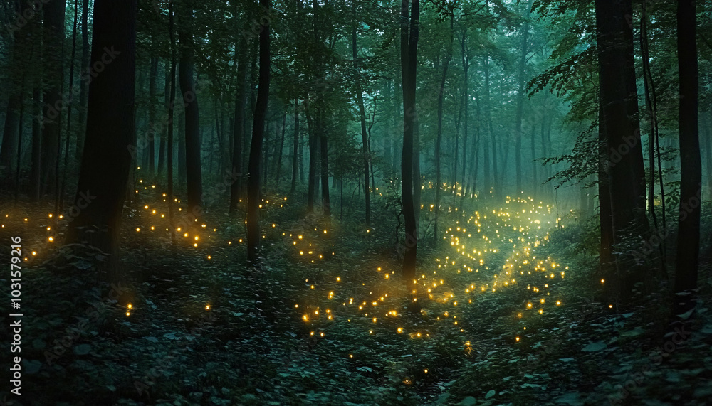 Obraz premium A dense forest where the leaves of every tree murmur soft, unintelligible words