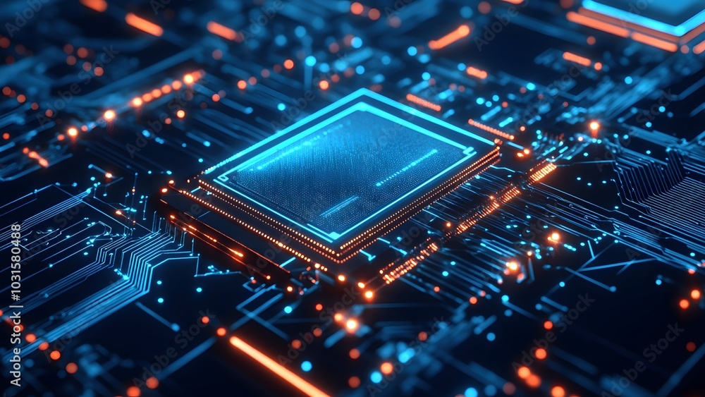 Obraz premium Semiconductor chip technology theme background
