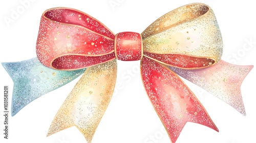 Watercolor Glitter Bow