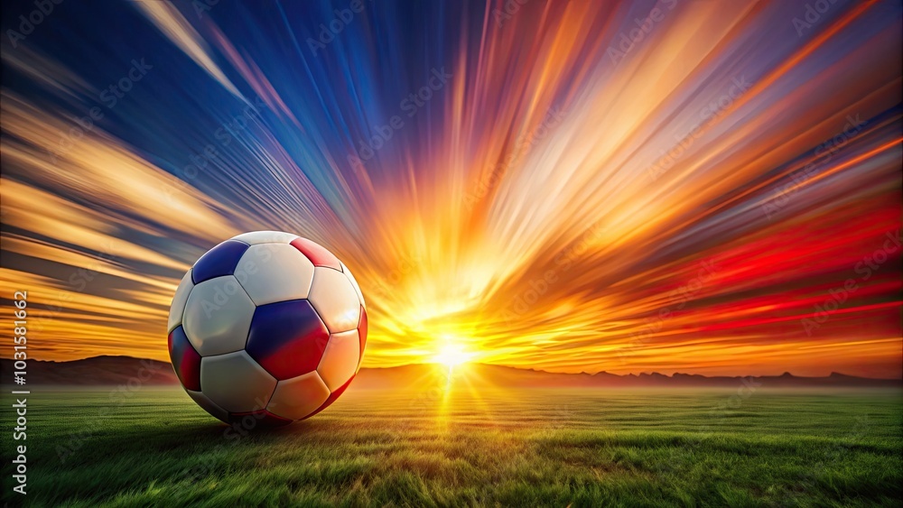 Obraz premium Captivating Long Exposure of BrazilChile Soccer Ball in Motion, Vibrant Colors, Dynamic Energy, Sports Action Photography, Stunning Background, Football Passion, South American Sports Culture