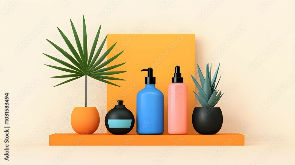 Modern Digital Storefront with Bottles and Plants Modern Digital Storefront with Bottles and Plants