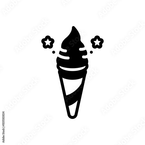 Black solid icon for ice cream