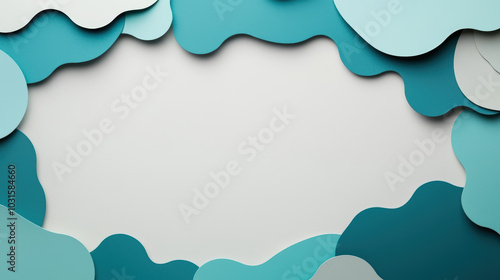 Modern abstract background with blue and teal paper shapes creating layered effect. This design evokes sense of calm and creativity, perfect for various applications