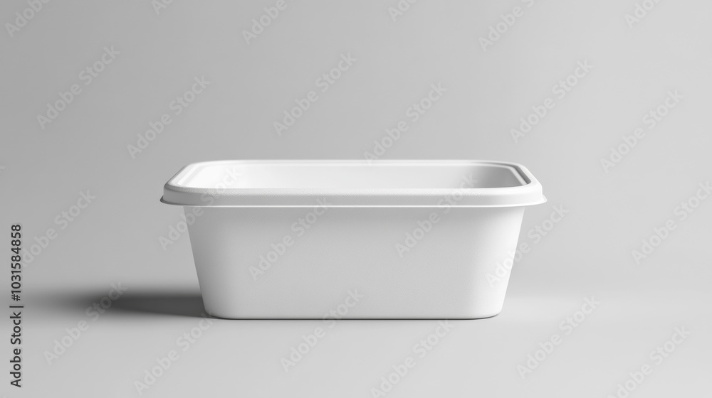 Mockup of a plain, white food container. Mockup of a plain, white food container.