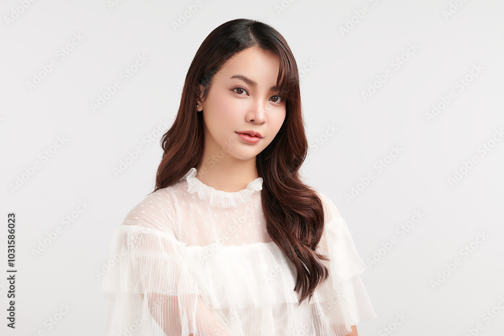 Beautiful young asian woman with clean fresh skin on white background, Face care, Facial treatment, Cosmetology, beauty and spa, Asian women portrait. Beautiful young asian woman with clean fresh skin on white background, Face care, Facial treatment, Cosmetology, beauty and spa, Asian women portrait.