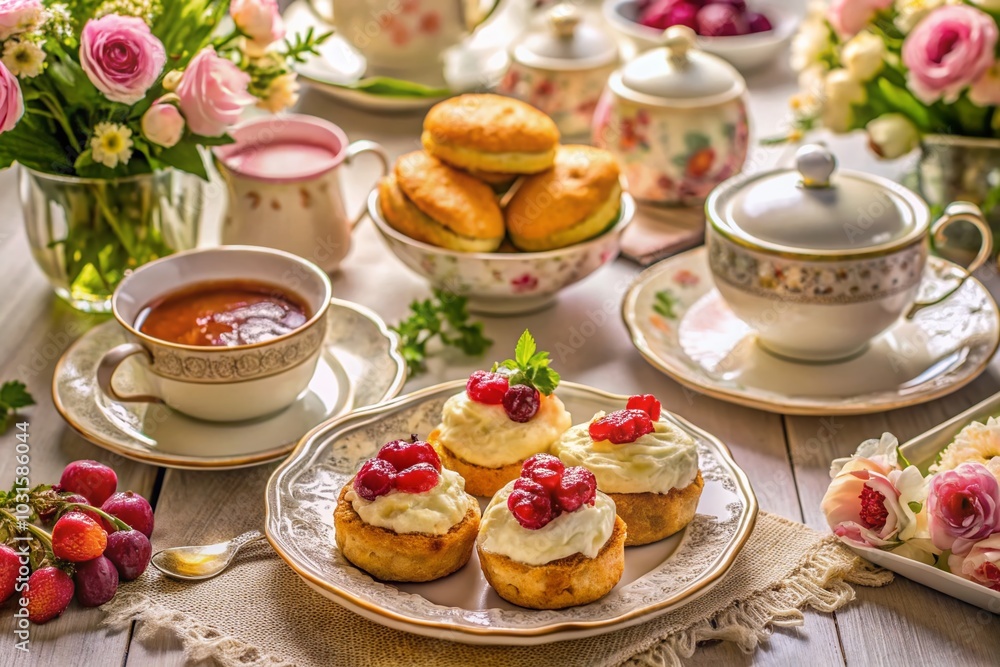 Scones with Clotted Cream and Strawberry Jam - A Perfect Afternoon Treat for Tea Lovers Scones with Clotted Cream and Strawberry Jam - A Perfect Afternoon Treat for Tea Lovers
