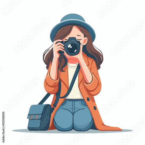 a cameraman is taking photo vector