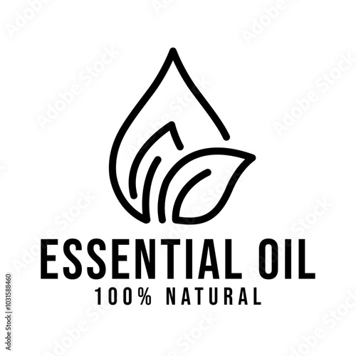 Essential oil drop icon for beauty and skincare natural product certificate label. Essential oils sticker logo for body lotion, cream and shampoo moisturizer, spa wellness fragrance.