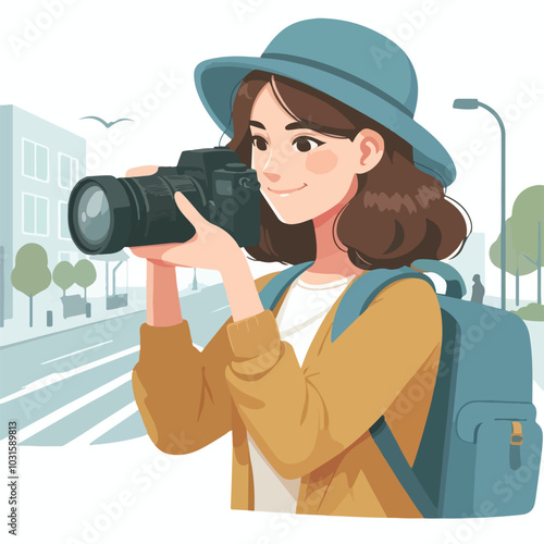 a cameraman is taking photo vector