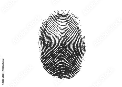 Vector black fingerprint identification symbol Transparent background.
