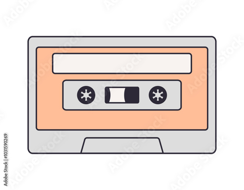Cassette tape Old audio music cassette Tape records of 80s and 90s Retro cassette Isolated plastic musical device Old-fashioned mixtape of tunes and songs Multimedia tool with copy space Vector