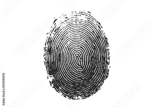 Vector black fingerprint identification symbol Transparent background.