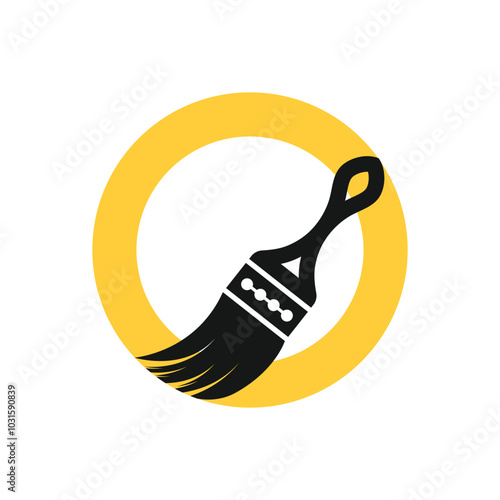 Creative Paint Brush Logo Design for Painting Services and Home Improvement, Ideal for Branding and Promotion, Professional Vector Logo for Home Renovation and Decorative Painting Solutions. photo