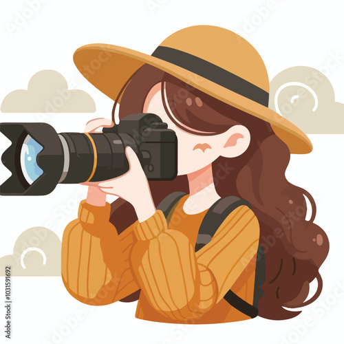 a cameraman is taking photo vector