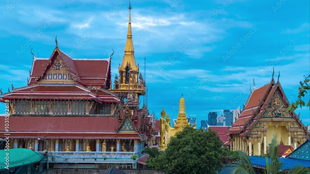 A soft image of a beautiful temple under a blue sky creates serenity A soft image of a beautiful temple under a blue sky creates serenity