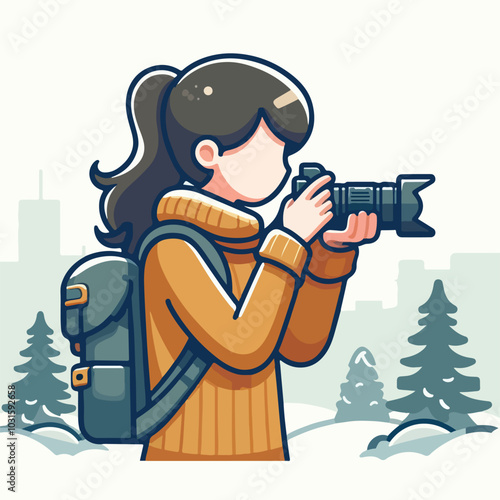 a cameraman is taking photo vector