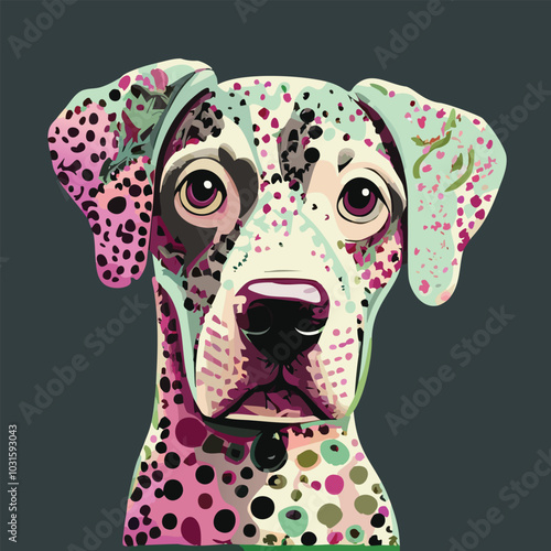 A simple, contemporary illustration of a Dalmatian dog.
