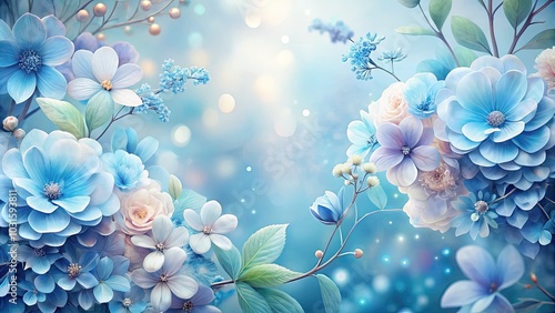 Delicate Header with Pastel Blue Flowers for Elegant Designs and Soft Aesthetic Backgrounds