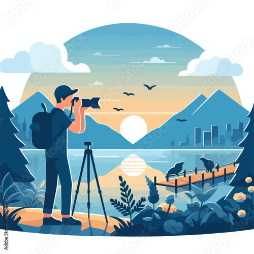 a cameraman is taking photo vector