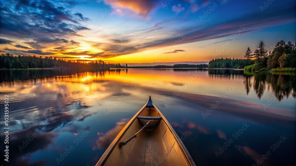 Serene Canoeing on Open Water at Dusk – Low Light Photography Serene Canoeing on Open Water at Dusk – Low Light Photography