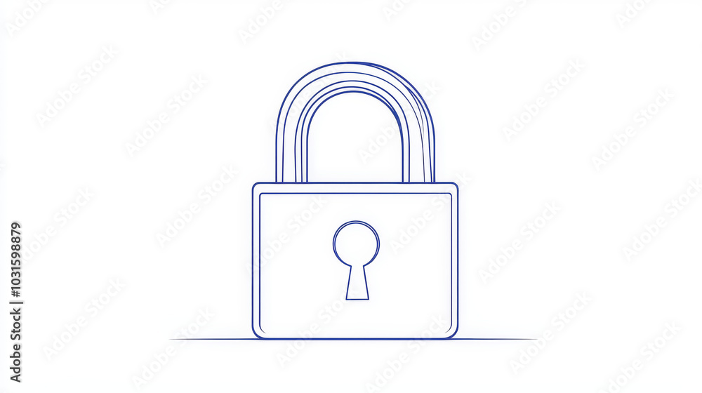 A simple, continuous line drawing of a padlock, representing online security and privacy. This image symbolizes protecting your information in the digital world.continuous single one line art concept. A simple, continuous line drawing of a padlock, representing online security and privacy. This image symbolizes protecting your information in the digital world.continuous single one line art concept.