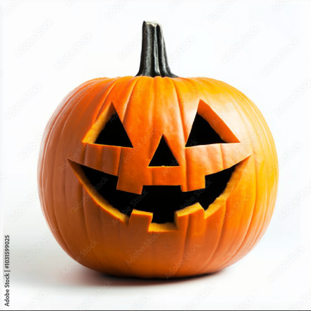 Cheerful Jack-O'-Lantern A Classic Halloween Decoration Cheerful Jack-O'-Lantern A Classic Halloween Decoration
