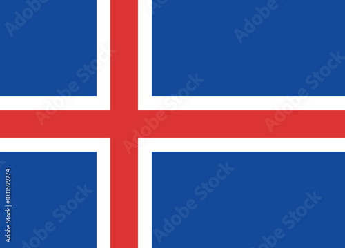 Normal flag of the European country of ICELAND with original aspect ratio