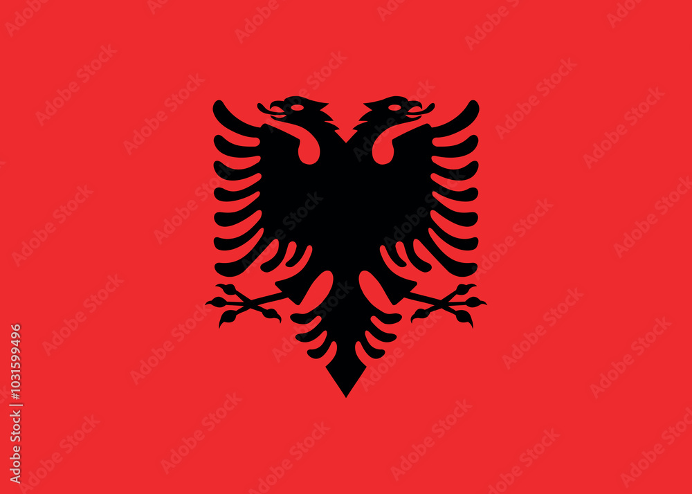 Normal flag of the European country of ALBANIA with original aspect ratio Normal flag of the European country of ALBANIA with original aspect ratio
