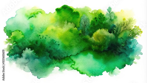 Green Watercolor Abstract Handmade Blot - Artistic Background for Nature, Textures, and Organic Designs