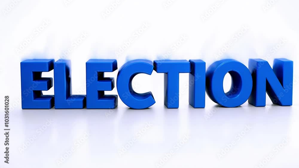 Bold blue text ELECTION on white background