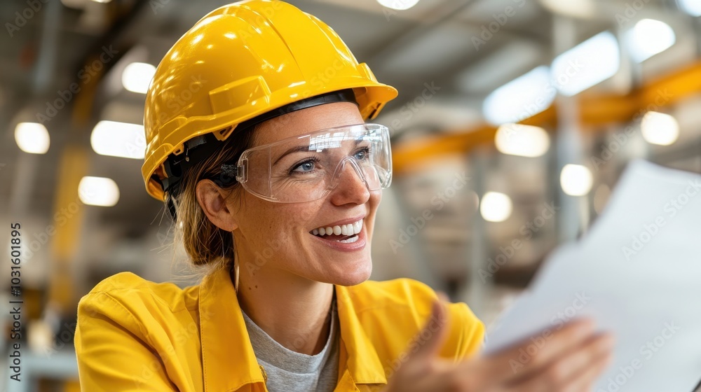 Confident Businesswoman in Manufacturing Facility Confident Businesswoman in Manufacturing Facility