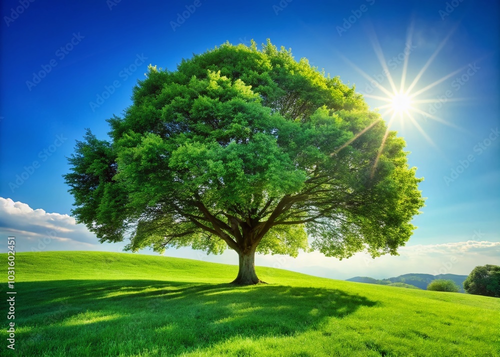 Fototapeta premium Serene Tree Shade in Nature with Ample Copy Space for Relaxation and Reflection