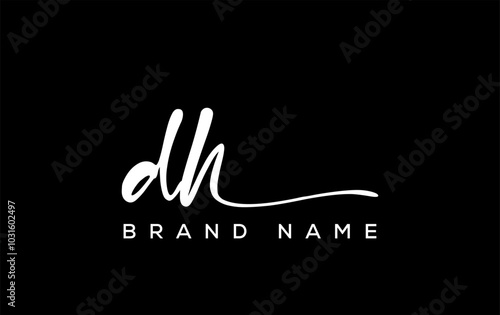 DH letter beauty handwriting vector logo.