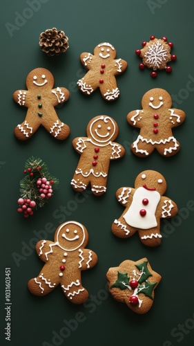 Set watercolor elements with Gingerbread cookies,Cute christmas gingerbread man and girl,New Year,menu,season greeting,xmas,sweet homemade biscuits in the form of different characters,holiday items.